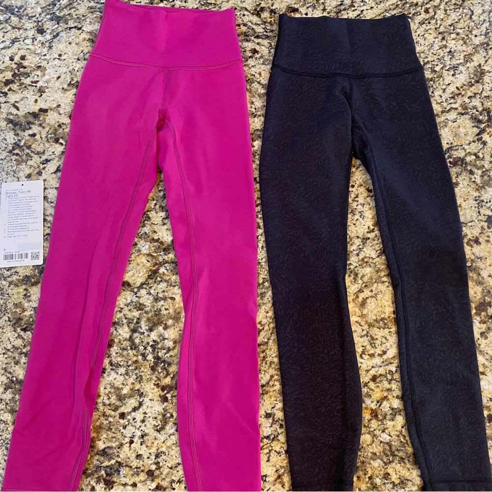 2 pair Lululemon Wunder Train size 0/25 inch inseam